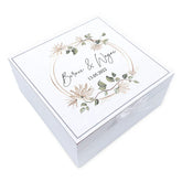 ukgiftstoreonline Personalised Wedding Day Vintage Wooden Box Gift With Wreath