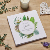 Personalised Wedding Day Large Photo Album Linen Cover Rainforest Theme Linen Photo Album ukgiftstoreonline