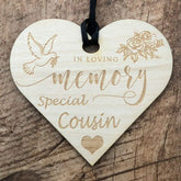 In Loving Memory Cousin Heart Wooden Plaque Gift - ukgiftstoreonline