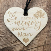 In Loving Memory Nan Heart Wooden Plaque Gift - ukgiftstoreonline