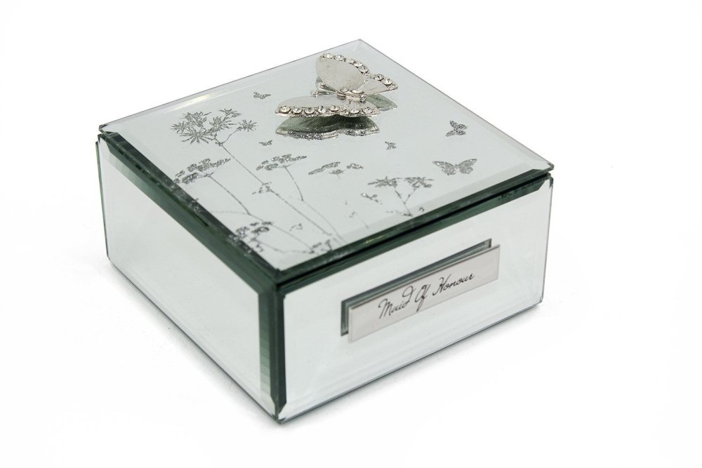 Maid Of Honour Gift Beautiful Mirror Butterfly Jewellery Box Personalised Jewellery Box ukgiftstoreonline