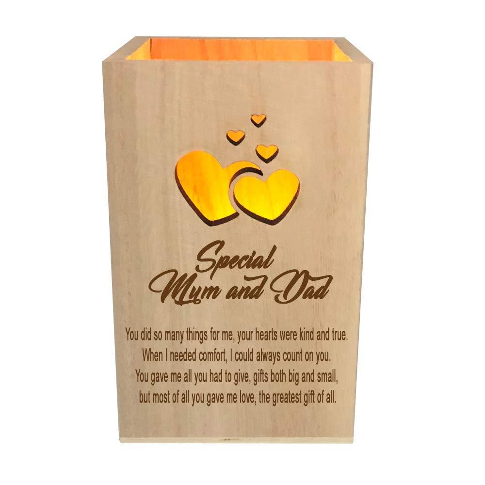 Mum and Dad Remembrance Memorial Sentiment LED Tealight Holder Keepsake - ukgiftstoreonline