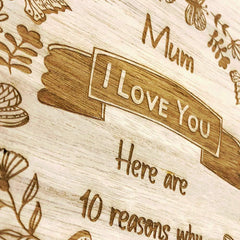 Mum Gift 10 Reasons why I Love You Wooden Box and Hearts - ukgiftstoreonline