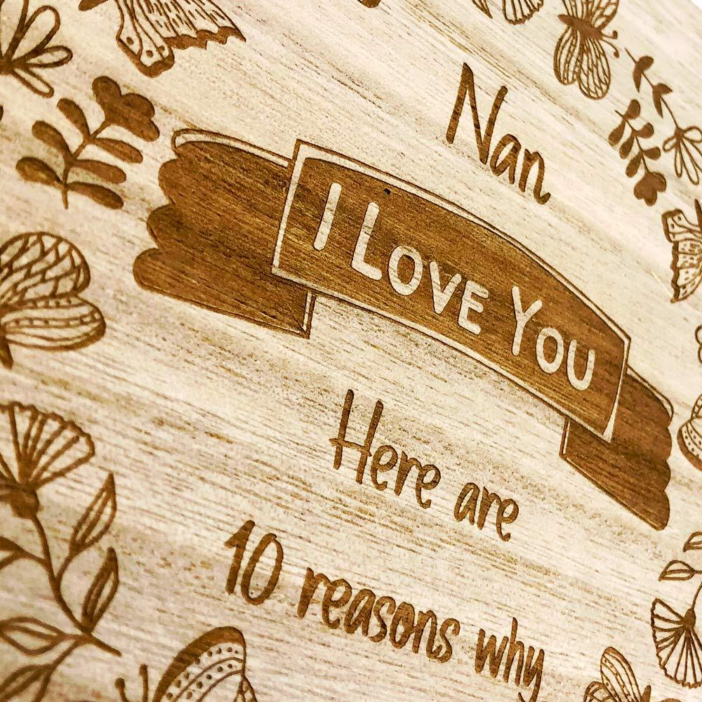 Nan Gift 10 Reasons why I Love You Wooden Box and Hearts Keepsake Memory Box ukgiftstoreonline