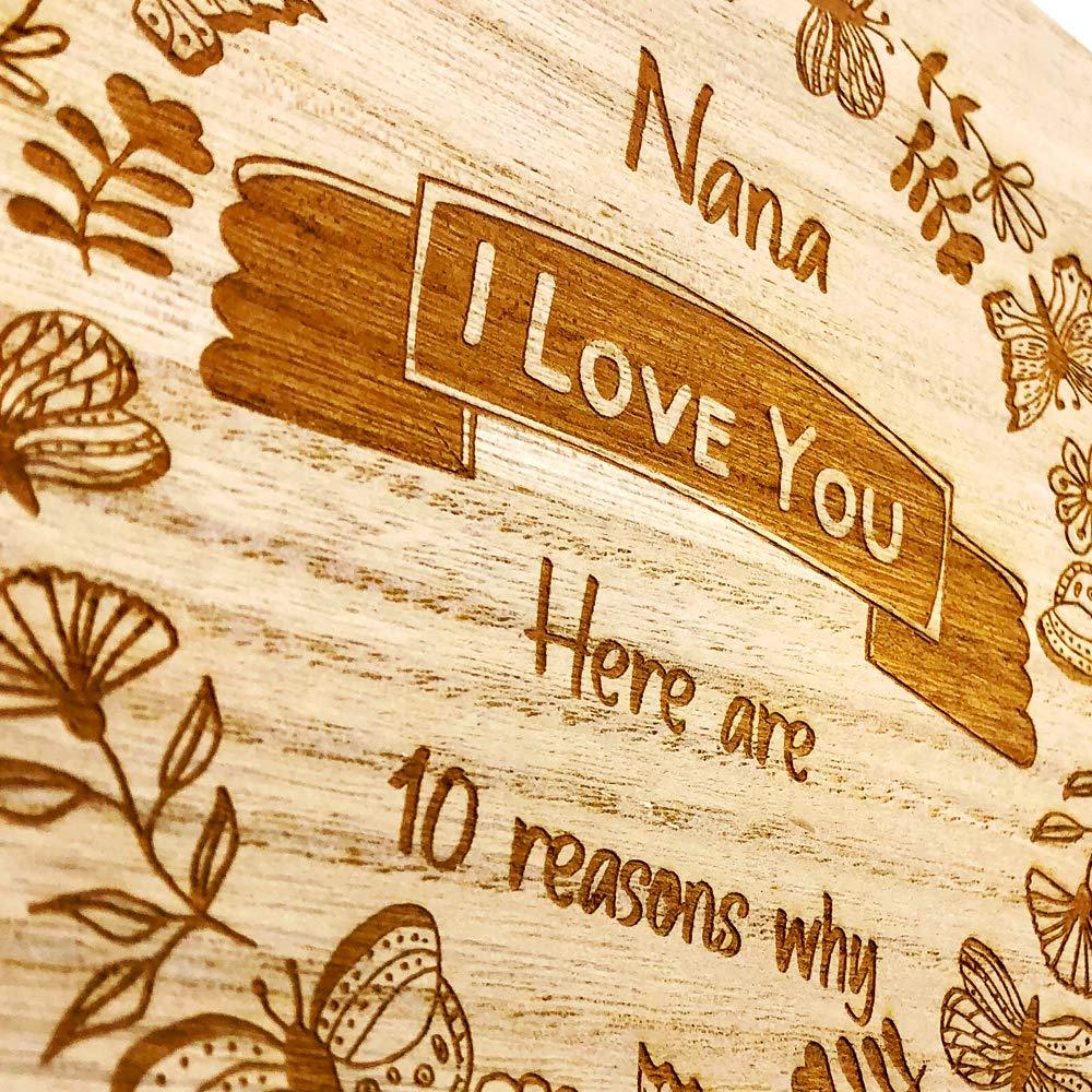 Nana Gift 10 Reasons why I Love You Wooden Box and Hearts Keepsake Memory Box ukgiftstoreonline
