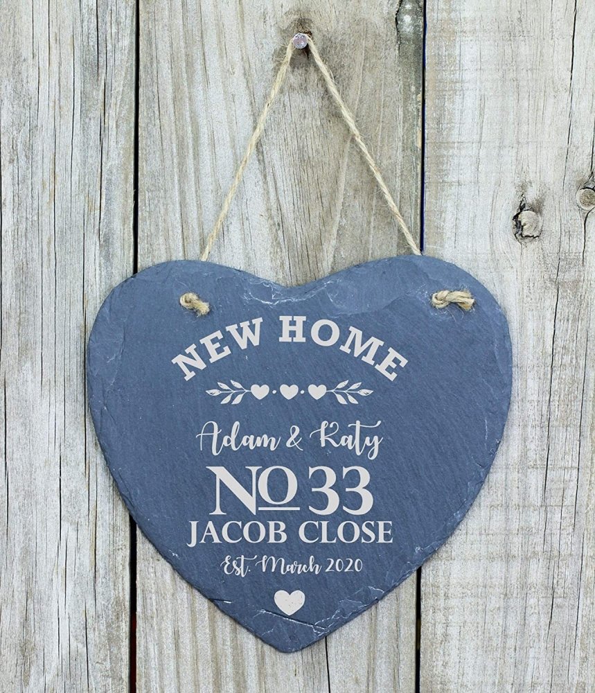 New Home Gift House Warming Personalised Slate Heart Personalised Gifts ukgiftstoreonline