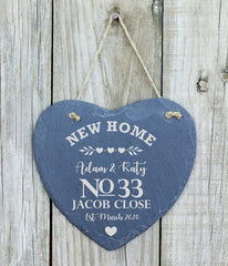 New Home Gift House Warming Personalised Slate Heart Personalised Gifts ukgiftstoreonline