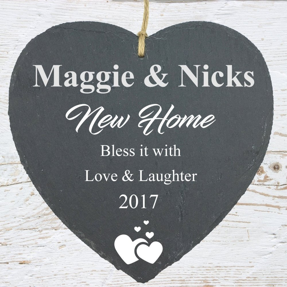 New Home Gift Large Slate Heart Personalised Plaque Personalised Heart Gifts ukgiftstoreonline