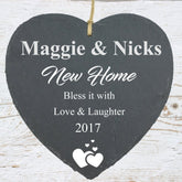 New Home Gift Large Slate Heart Personalised Plaque - ukgiftstoreonline