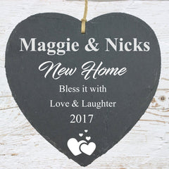 New Home Gift Large Slate Heart Personalised Plaque Personalised Heart Gifts ukgiftstoreonline