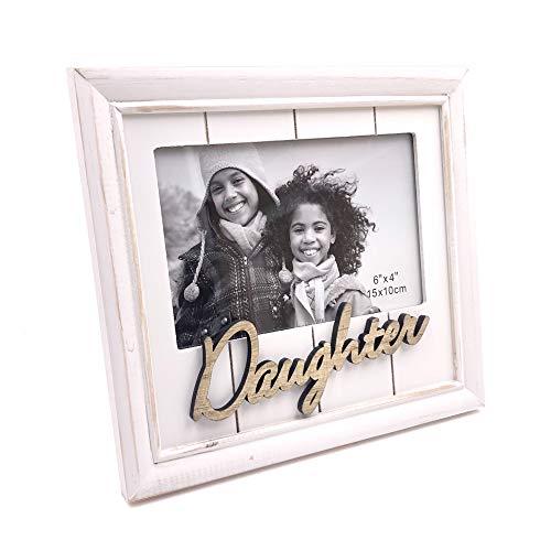 One Word Frames White Daughter Photo Frame Gift Vintage Style Shabby Finish 4 x 6 Friends Photo Frame One Word Frames