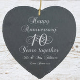 Personalised 10th Anniversary Gift Large Heart Slate - ukgiftstoreonline