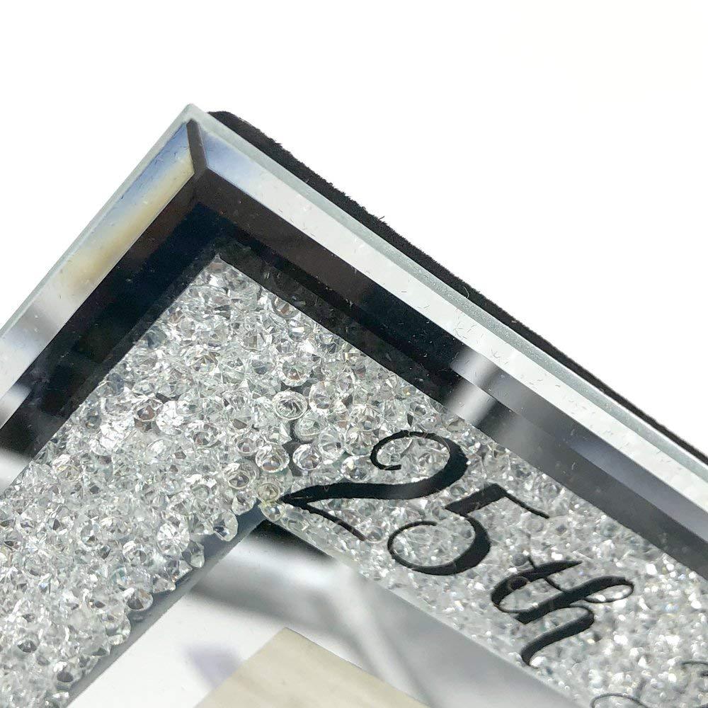Personalised 25th Silver Wedding Anniversary Crystal Border Photo Frame Anniversary Photo Frame ukgiftstoreonline
