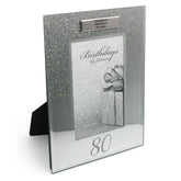 Personalised 80th Birthday Photo Frame Silver Glitter Gift - ukgiftstoreonline
