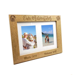 Personalised Adventures Travel Holiday Wooden Double photo frame - ukgiftstoreonline