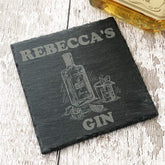 Personalised Any Name Stone Slate Gin Coaster Gift - ukgiftstoreonline