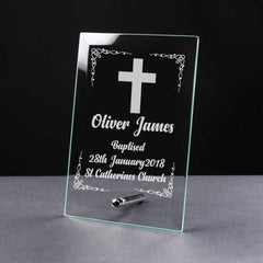 Personalised Baptism Gift Keepsake Glass Plaque Engraved Personalised Crystal Glass ukgiftstoreonline