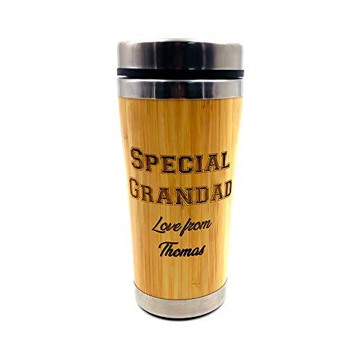Personalised Best Grandad Reusable Sustainable Bamboo Travel Mug - ukgiftstoreonline