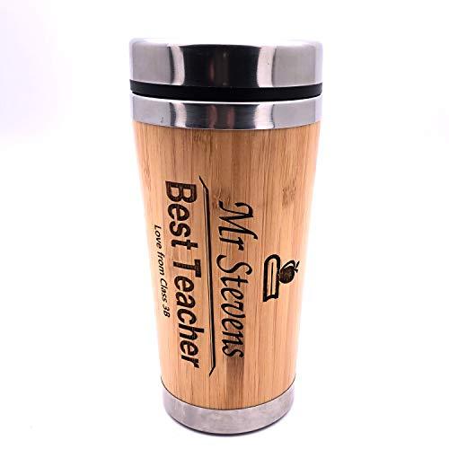 Personalised Best Teacher Bamboo Travel Mug - ukgiftstoreonline