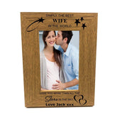 Personalised Best Wife Portrait Wooden Photo Frame Gift - ukgiftstoreonline