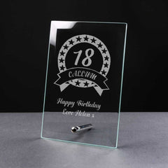 Personalised BIRTHDAY Gift 18th/21st/30th/40th/50th/60th/70th Glass Plaque - ukgiftstoreonline