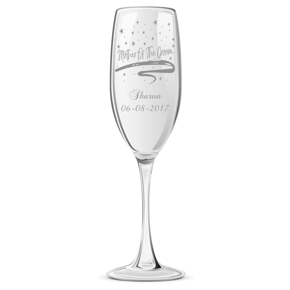 Personalised Champagne Glass Wedding Favour Gift Bridesmaid Maid Honour Star Design - ukgiftstoreonline