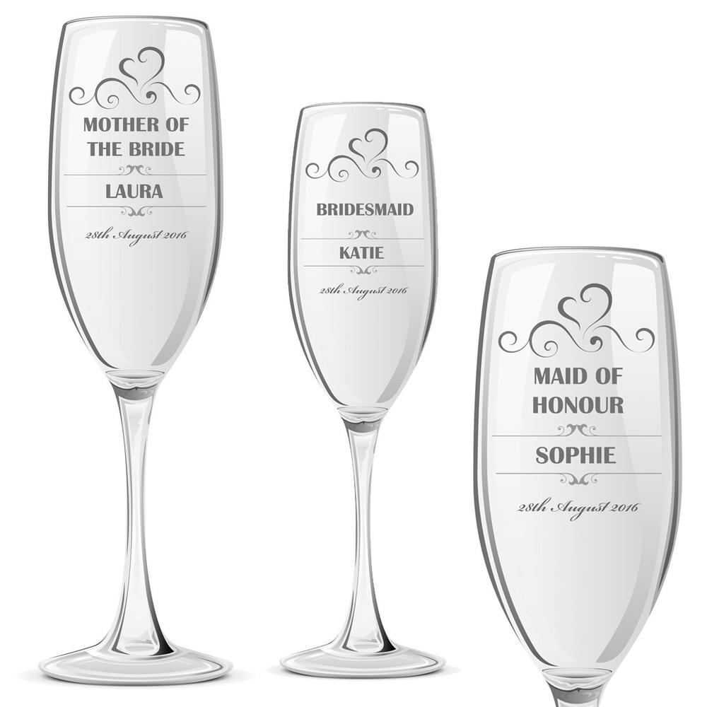 Personalised Champagne Prosecco Glass Wedding Favour Gift Bridesmaid Maid Honour - ukgiftstoreonline