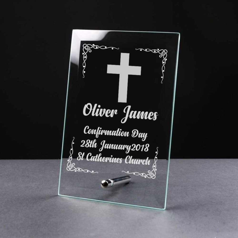 Personalised Confirmation Day Gift Keepsake Glass Plaque Gift Personalised Crystal Glass ukgiftstoreonline