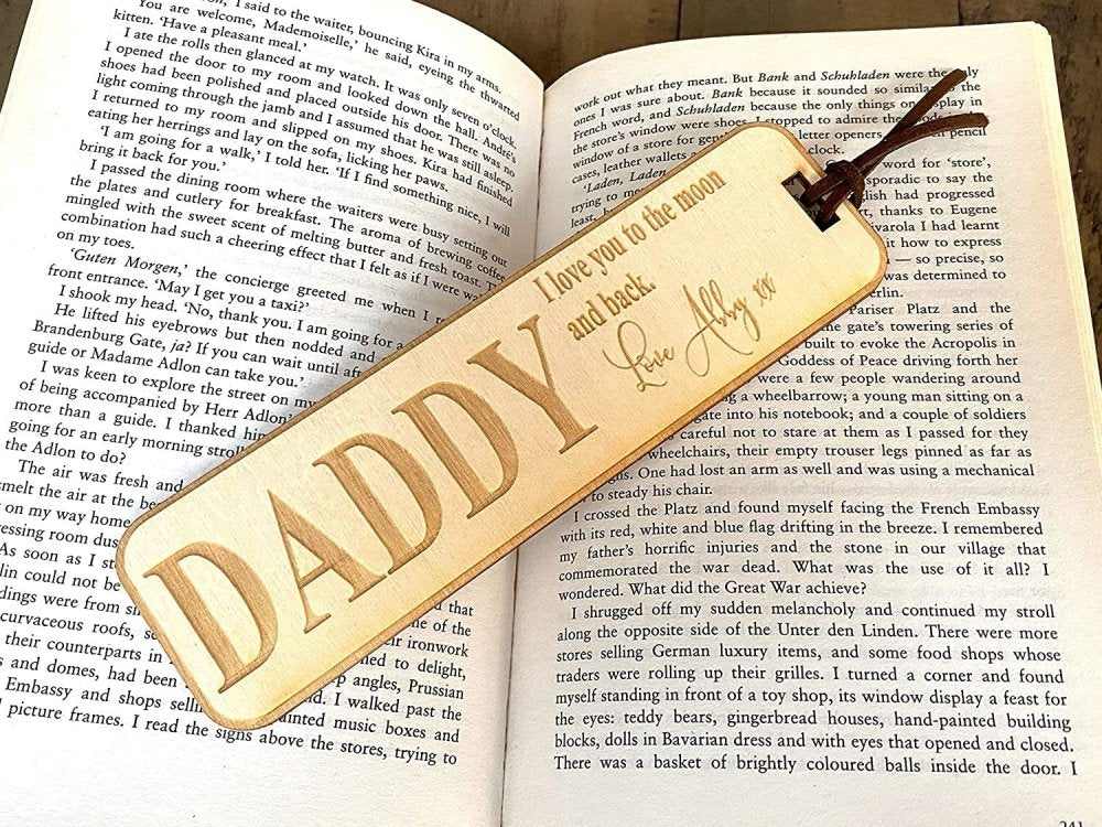 Personalised Daddy Gift Wooden Bookmark with Sentiment - ukgiftstoreonline