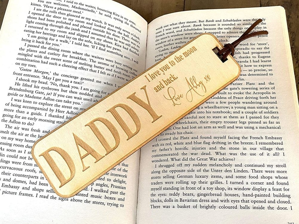 Personalised Daddy Gift Wooden Bookmark with Sentiment - ukgiftstoreonline