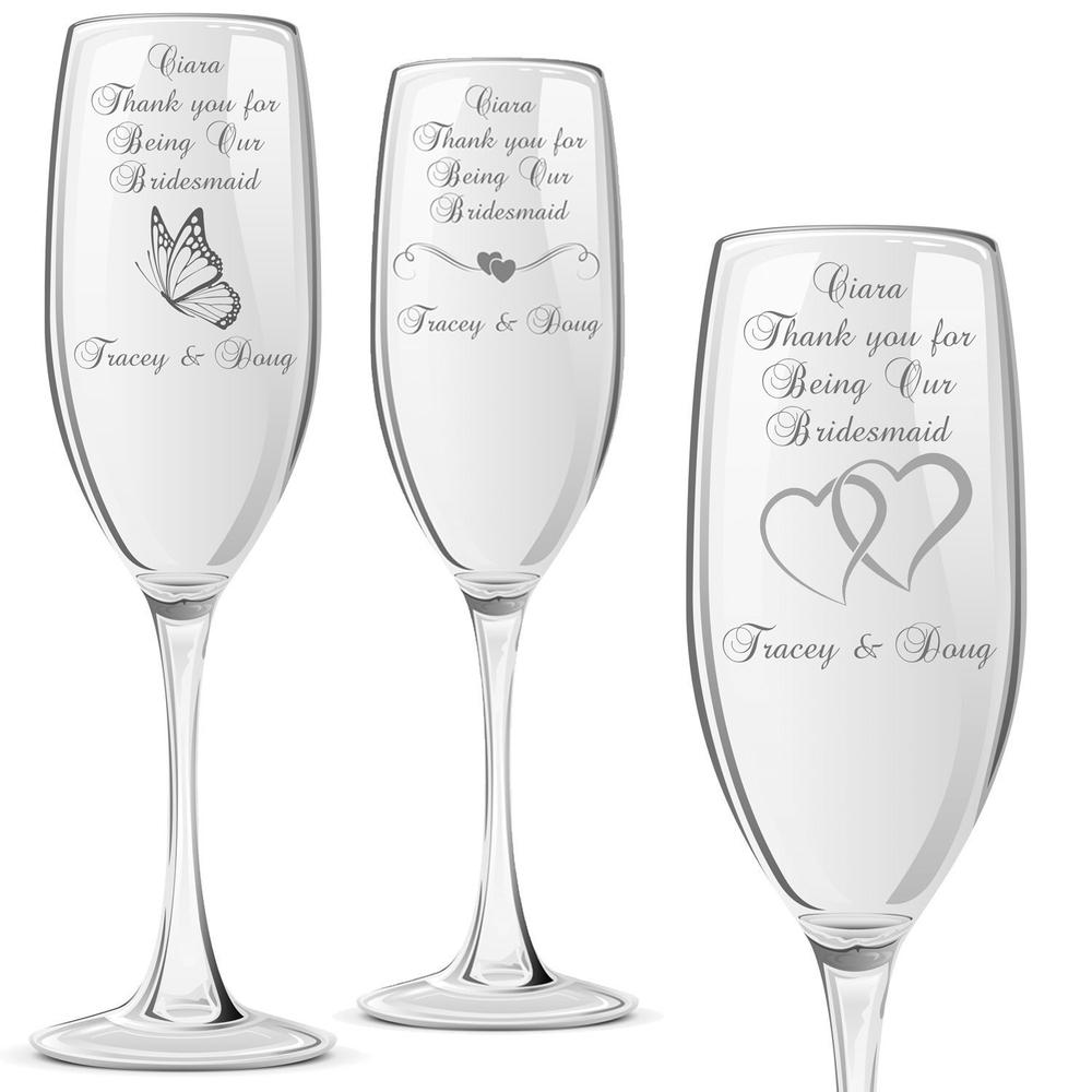 Personalised Engraved Champagne Prosecco Glass Flute Bridesmaid Gift GIPF0007BR1 - ukgiftstoreonline