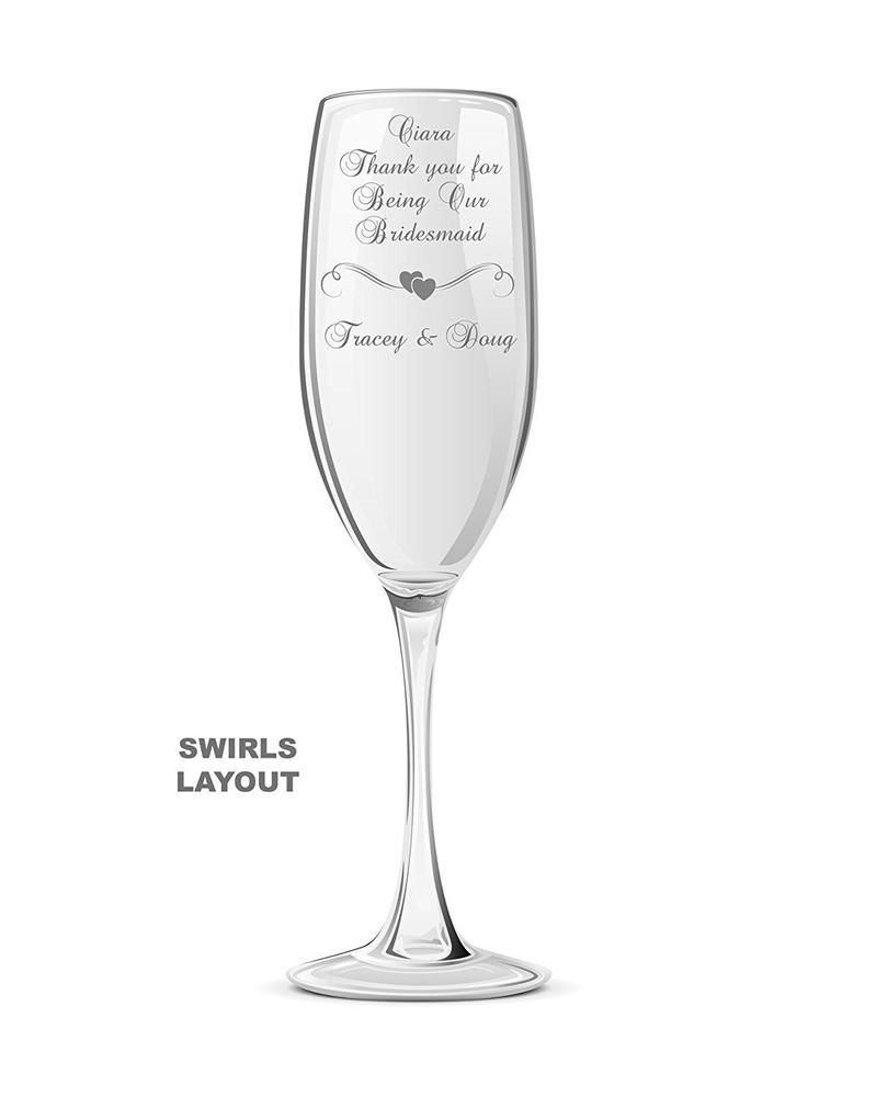 Personalised Engraved Champagne Prosecco Glass Flute Bridesmaid Gift GIPF0007BR1 - ukgiftstoreonline