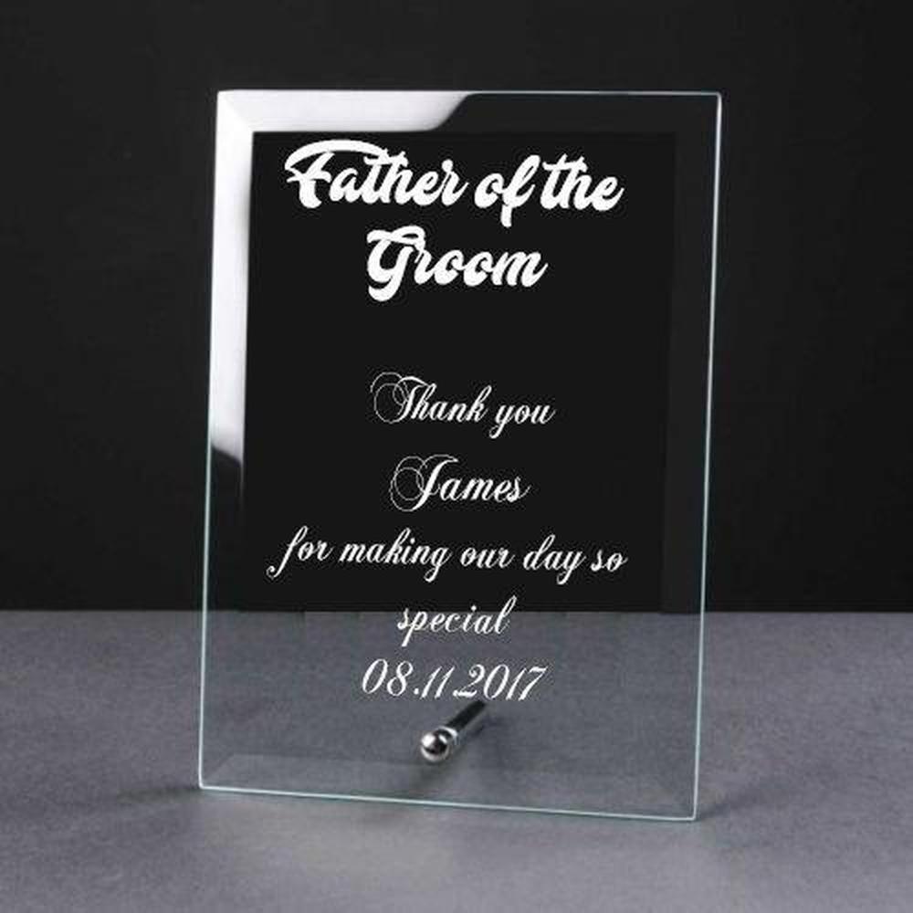 Personalised Engraved Glass Plaque Father Of The Groom Gift Personalised Crystal Glass ukgiftstoreonline