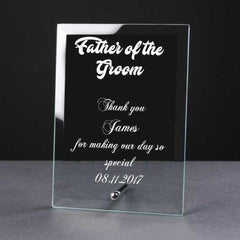 Personalised Engraved Glass Plaque Father Of The Groom Gift Personalised Crystal Glass ukgiftstoreonline