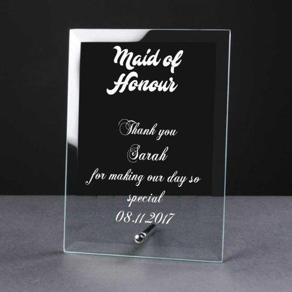Personalised Engraved Glass Plaque Maid Of Honour Gift - ukgiftstoreonline