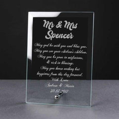 Personalised Engraved Irish Wedding Sentiment Glass Plaque Elegant Gift - ukgiftstoreonline
