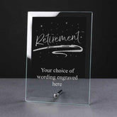 Personalised Engraved Retirement Glass Plaque Elegant Gift - ukgiftstoreonline