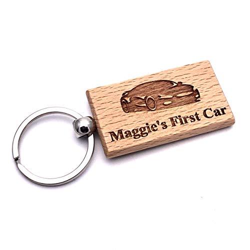 Personalised Engraved Wooden First Car Keyring Personalised Gifts ukgiftstoreonline