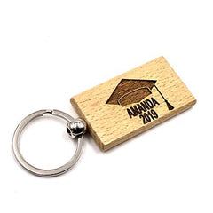 Personalised Graduation Engraved Wooden Key Ring Gift - ukgiftstoreonline