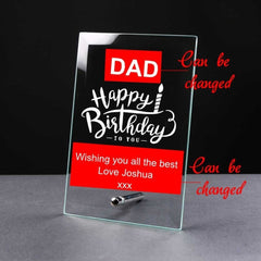 Personalised Happy Birthday Gift Glass Plaque Any Sentiment - ukgiftstoreonline