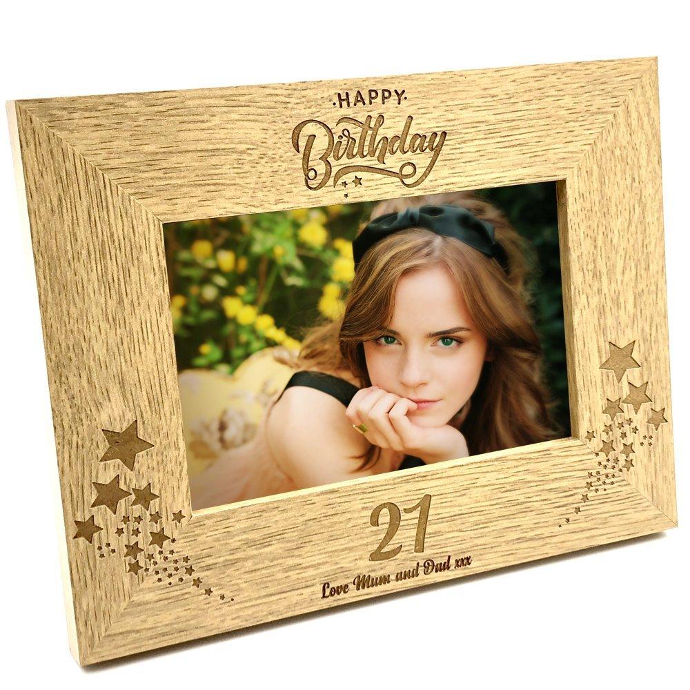 Personalised Happy Birthday Wooden Photo Frame Gift Any Age 1st, 13th, 16th, 18th, 21st, 30th, 40th, 50th, 60th, 70th, 80th, 90th etc - ukgiftstoreonline