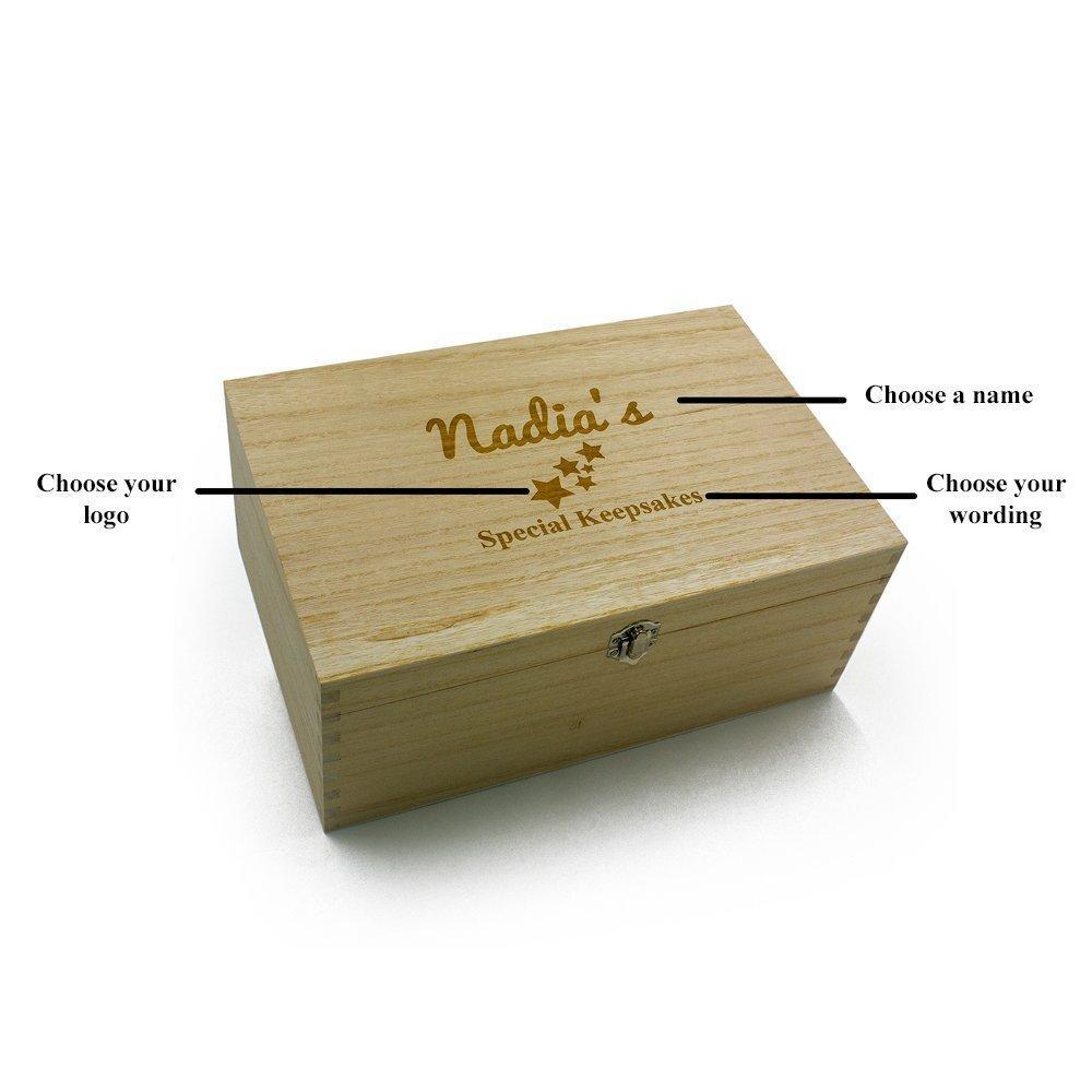Personalised Large Baby wooden Memories Keepsake Box Keepsake Memory Box Raised Words