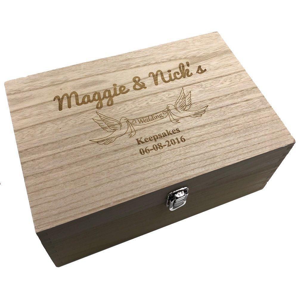 Personalised Large Wedding wooden Memories Keepsake Box - ukgiftstoreonline