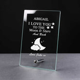 Personalised Love You To The Moon and Stars Keepsake Glass Plaque Gift Personalised Crystal Glass ukgiftstoreonline