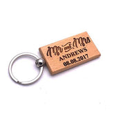 Personalised Mr and Mrs Wedding Engraved Wooden Keyring Gift - ukgiftstoreonline