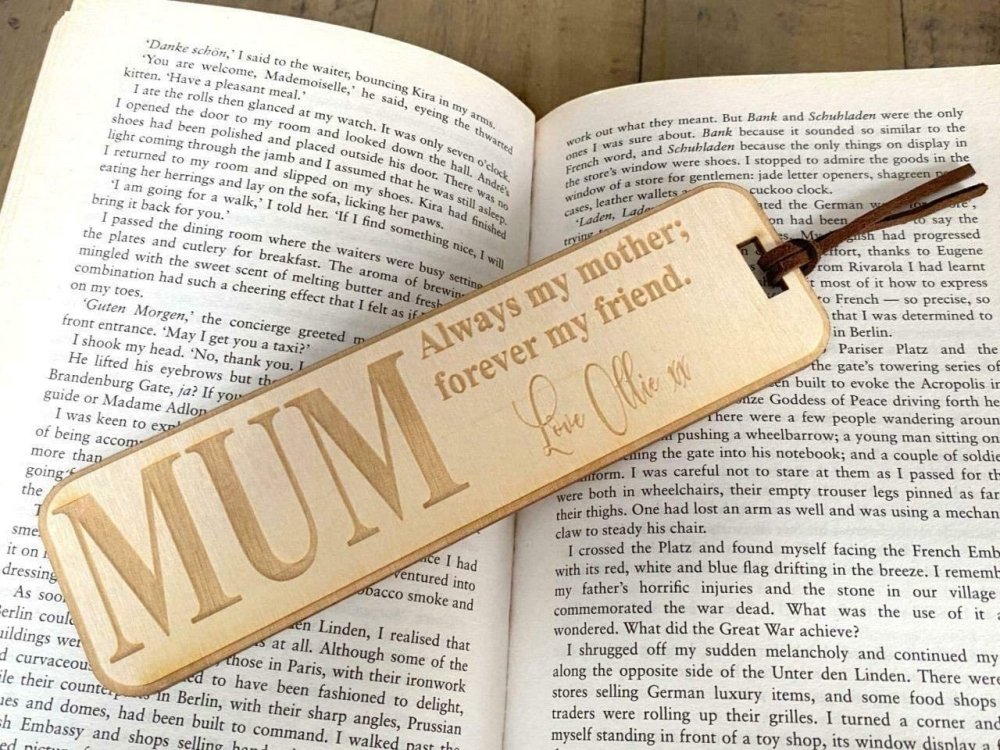 Personalised Mum Gift Wooden Bookmark with Sentiment - ukgiftstoreonline