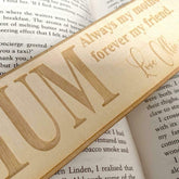 Personalised Mum Gift Wooden Bookmark with Sentiment - ukgiftstoreonline