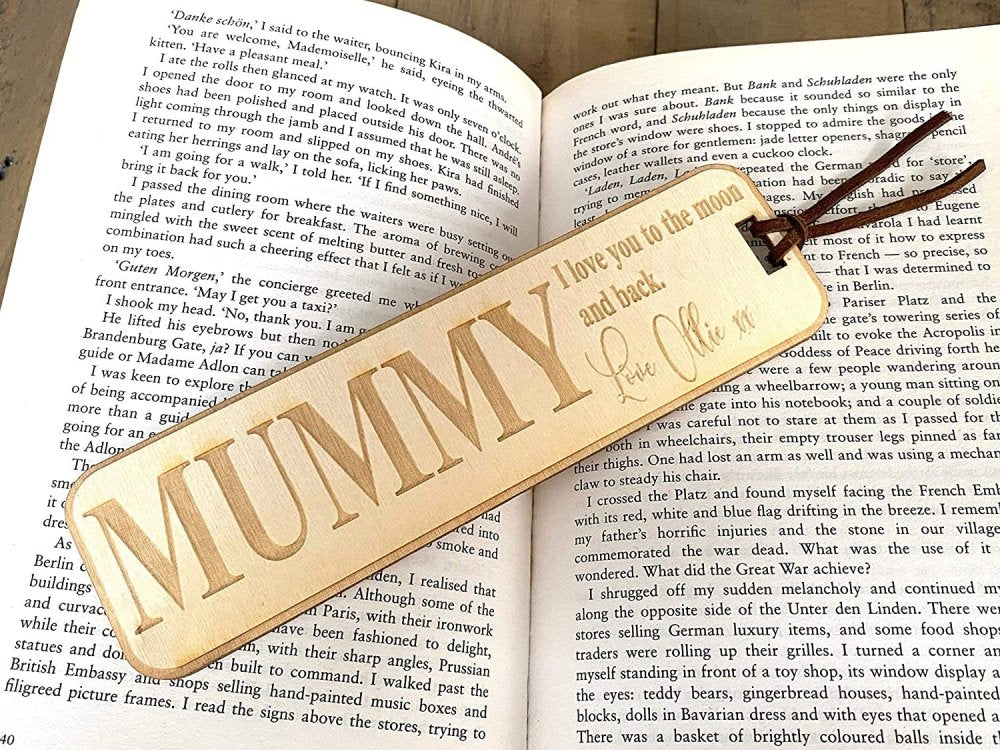 Personalised Mummy Gift Wooden Bookmark with Sentiment Personalised Bookmark ukgiftstoreonline
