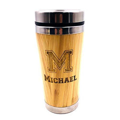 Personalised Name and Initial Reusable Sustainable Bamboo Travel Mug BAM-4 Personalised Mugs ukgiftstoreonline