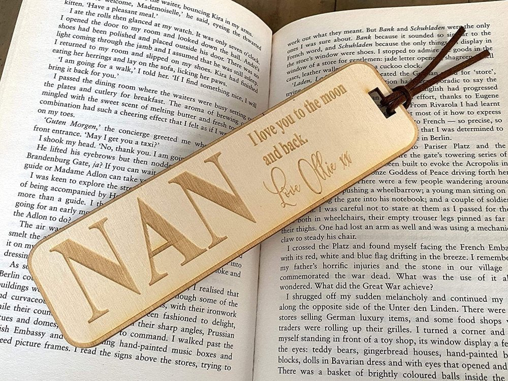 Personalised Nan Gift Wooden Bookmark with Sentiment - ukgiftstoreonline